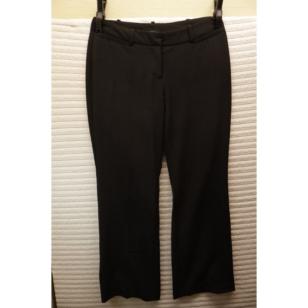 Worthington Size 6 Women's Black Flat Front Solid Dress Pants Button Zip Regular